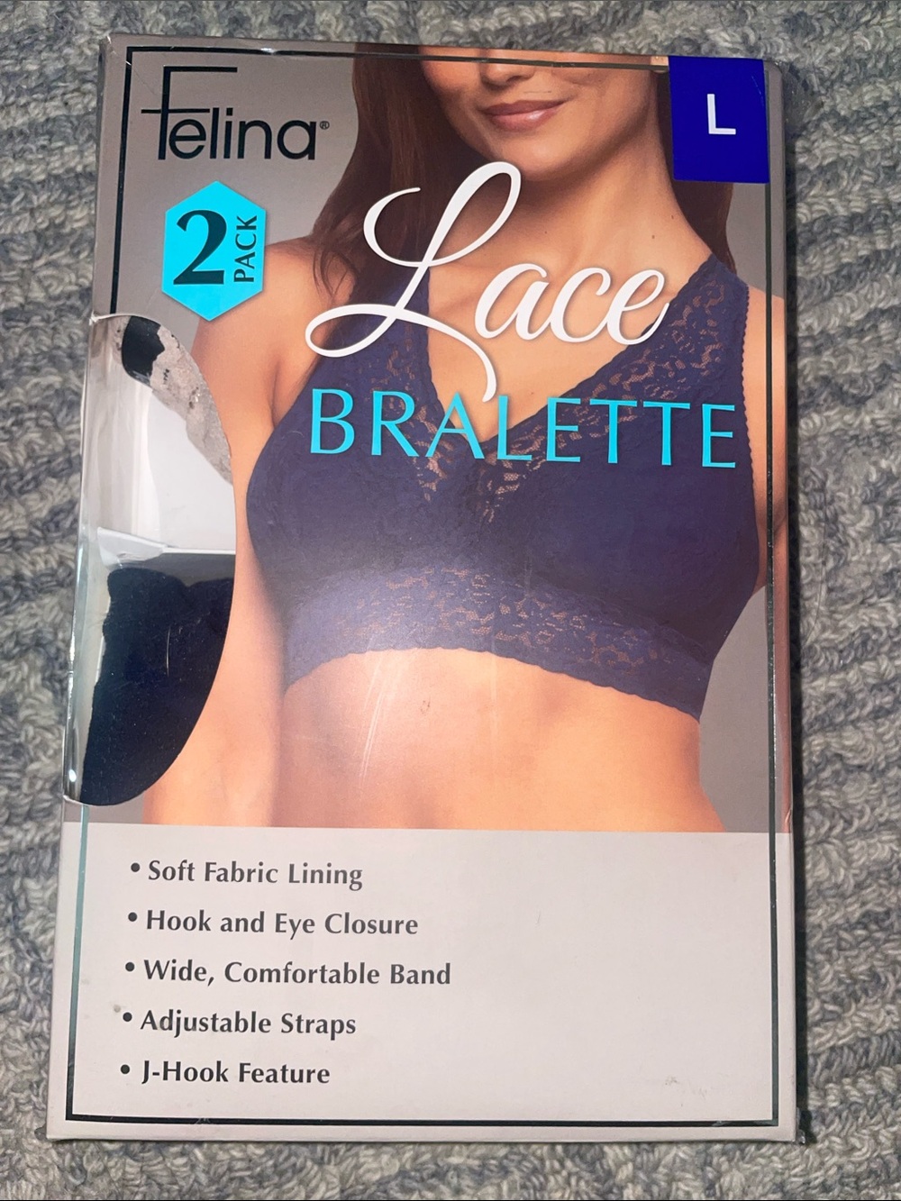 BNIB Felina Navy & Beige Lace Bralette 2-Pack, size L